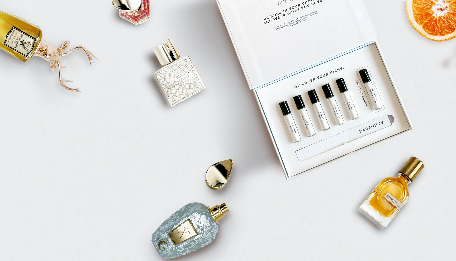 Perfumes on a table